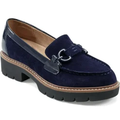 eFlex|eFlex>Easy Spirit Kinndle Lug Sole Casual Loafers Navy Suede