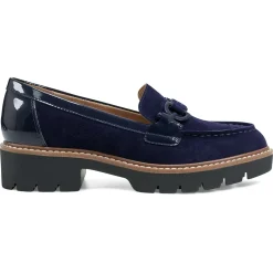 eFlex|eFlex>Easy Spirit Kinndle Lug Sole Casual Loafers Navy Suede