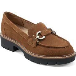 eFlex|eFlex>Easy Spirit Kinndle Lug Sole Casual Loafers Brown Suede