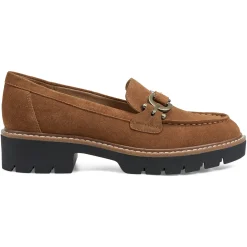 eFlex|eFlex>Easy Spirit Kinndle Lug Sole Casual Loafers Brown Suede