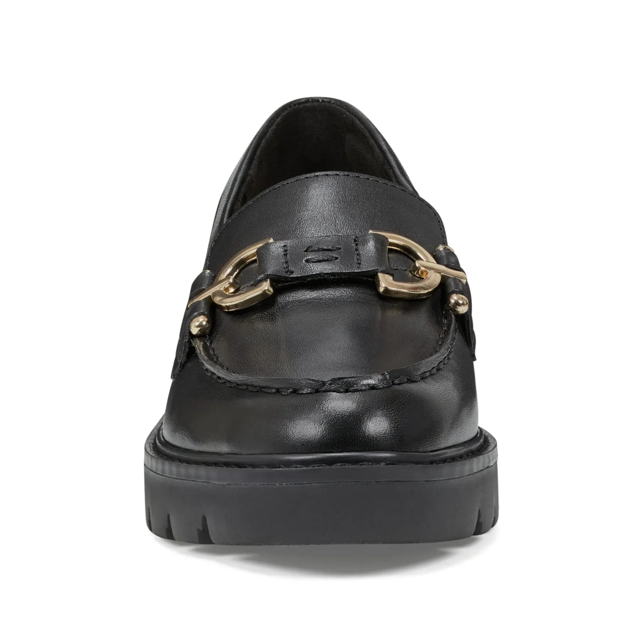 eFlex|eFlex>Easy Spirit Kinndle Lug Sole Casual Loafers Black Leather
