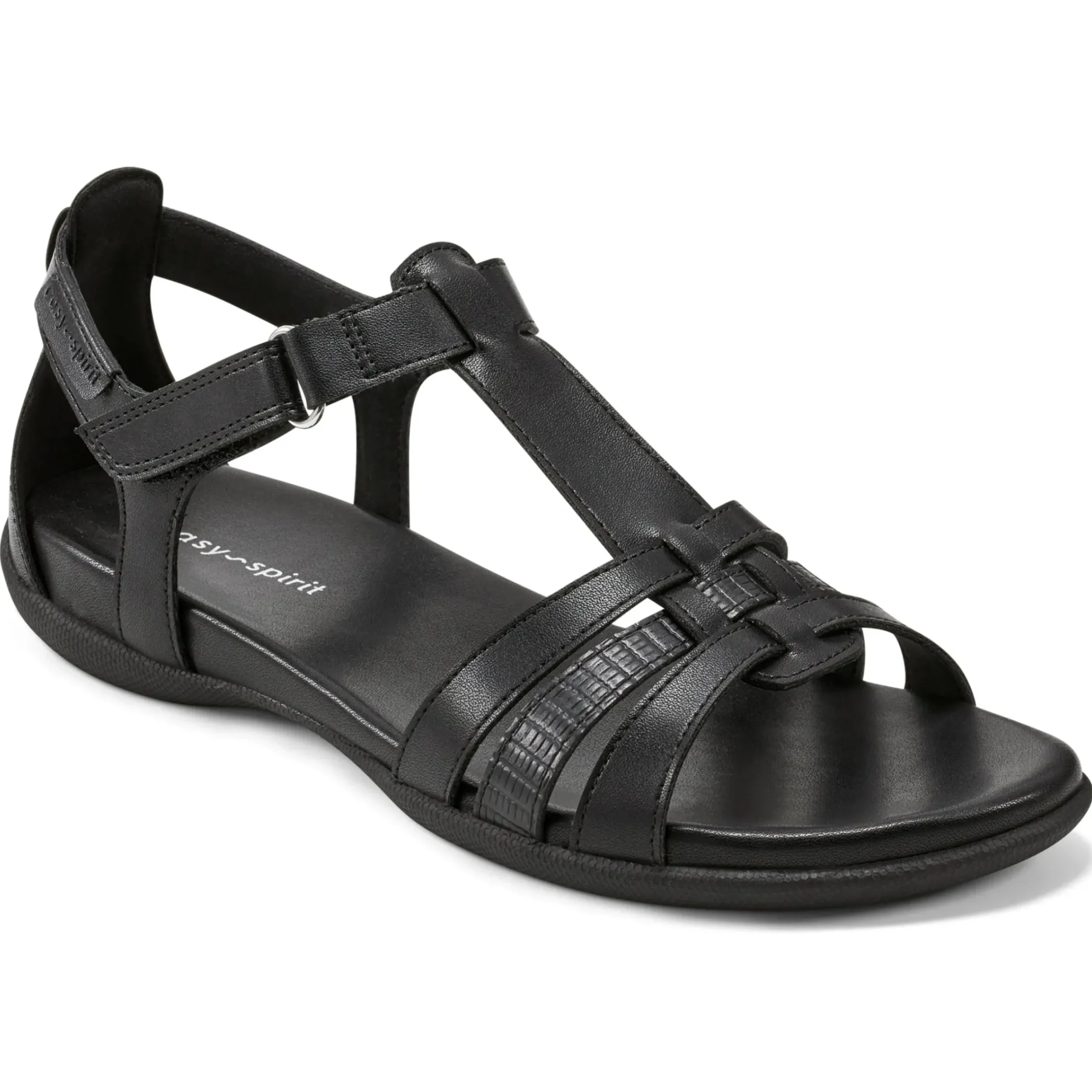 Casual|Sandals>Easy Spirit Leia Adjustable Ankle Strap Sandals Black