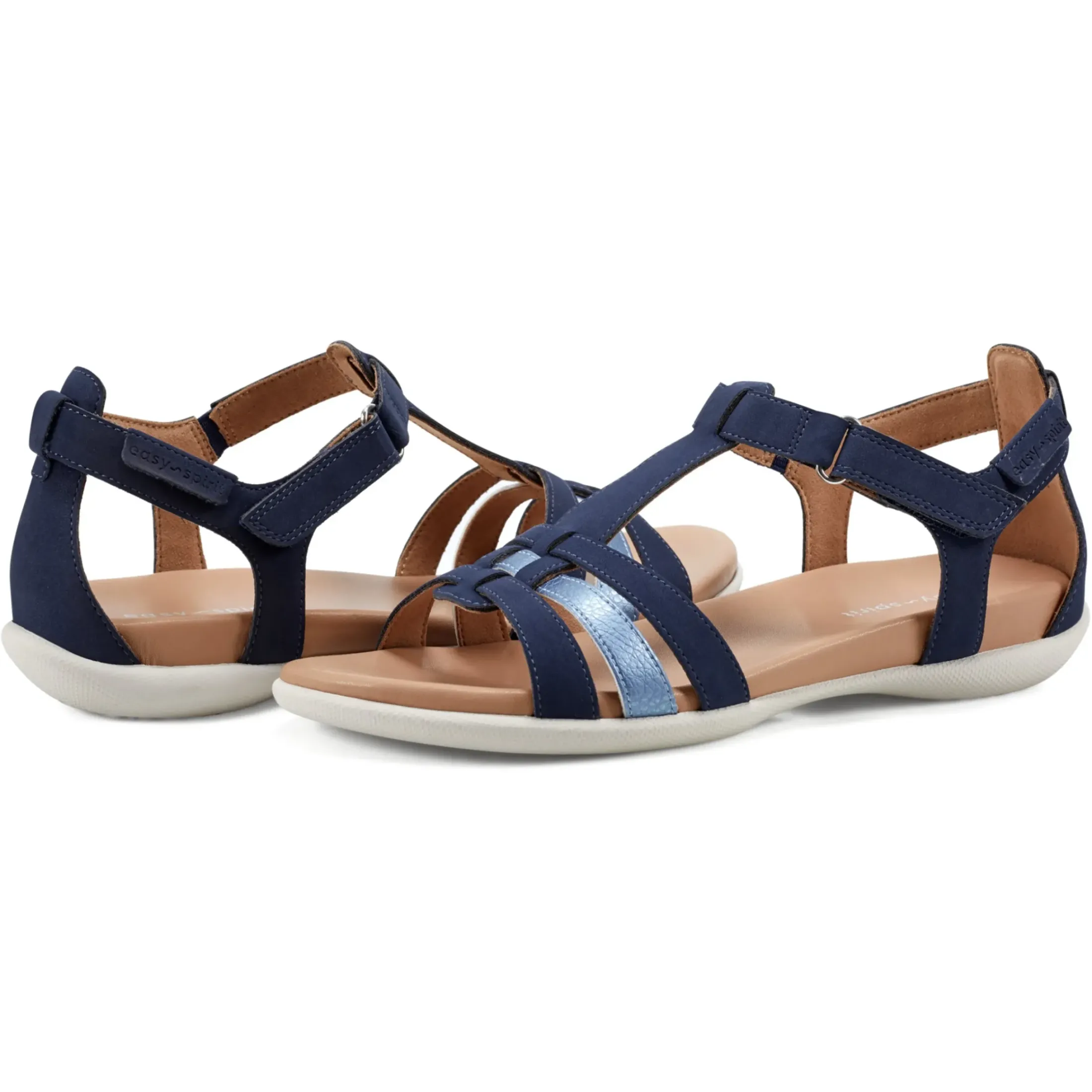 Casual|Sandals>Easy Spirit Leia Adjustable Ankle Strap Sandals Navy