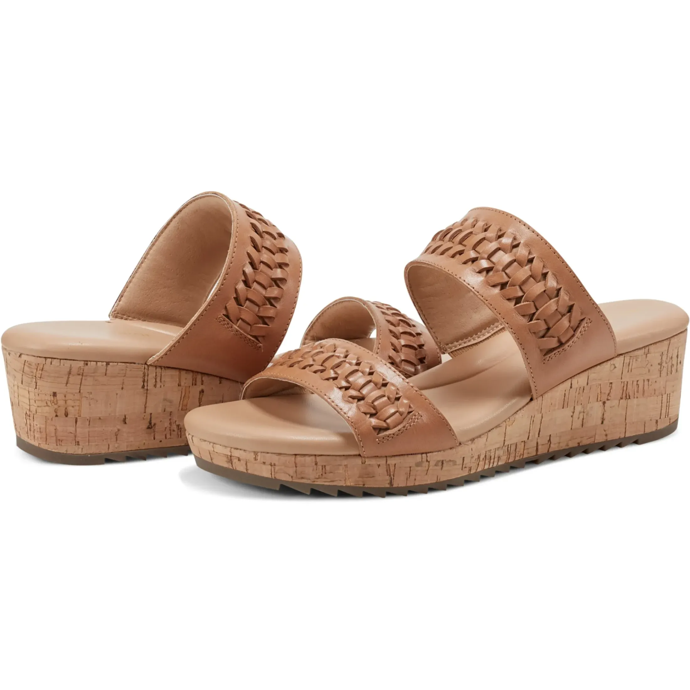 Dress|Sandals>Easy Spirit Lillia Platform Wedge Sandals Brown Leather