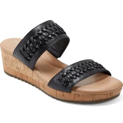 Dress|Sandals>Easy Spirit Lillia Platform Wedge Sandals Black Leather