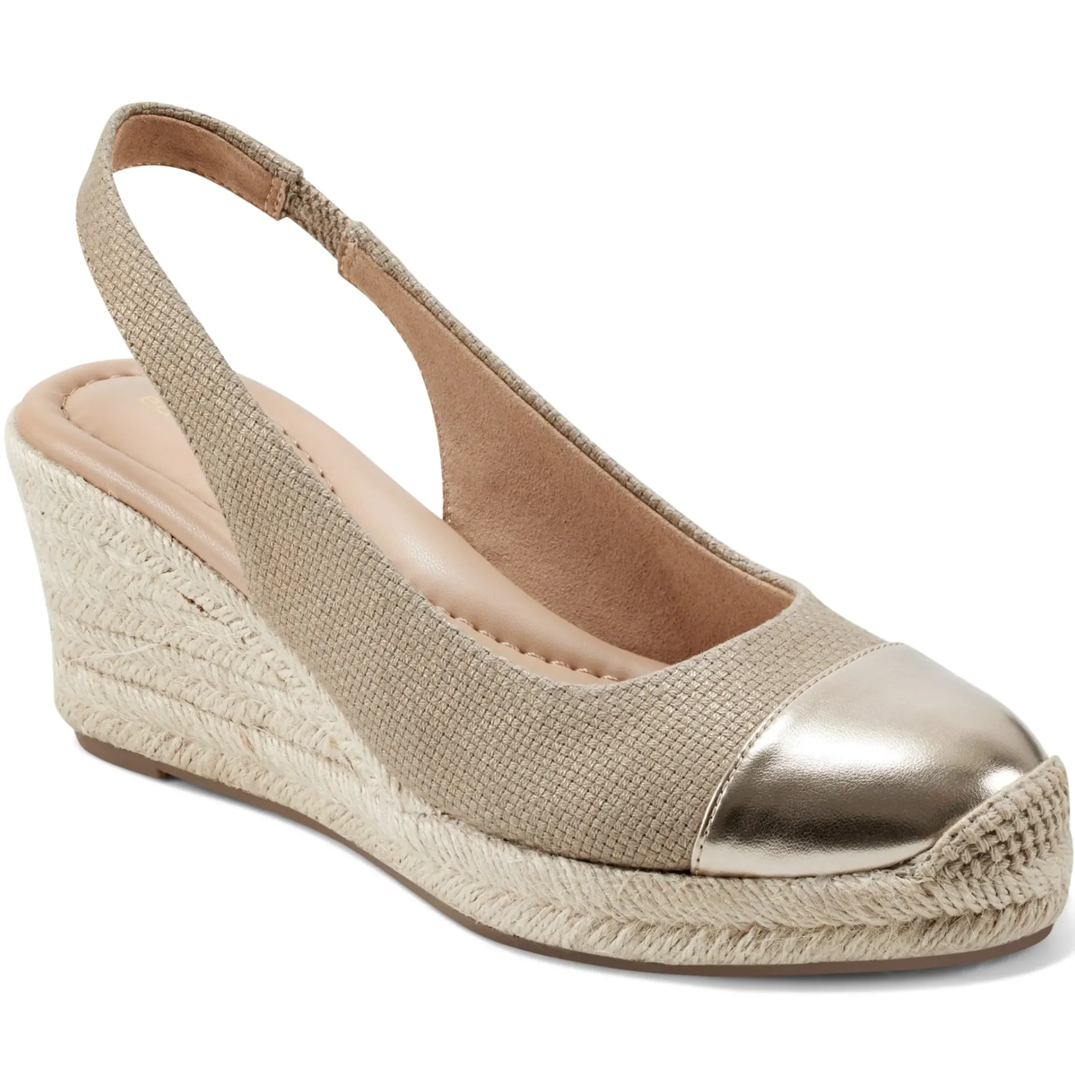 Sandals|Slip Ons>Easy Spirit Margie Platform Wedge Slingbacks Gold