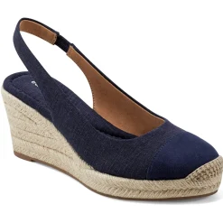 Sandals|Slip Ons>Easy Spirit Margie Platform Wedge Slingbacks Dark Denim