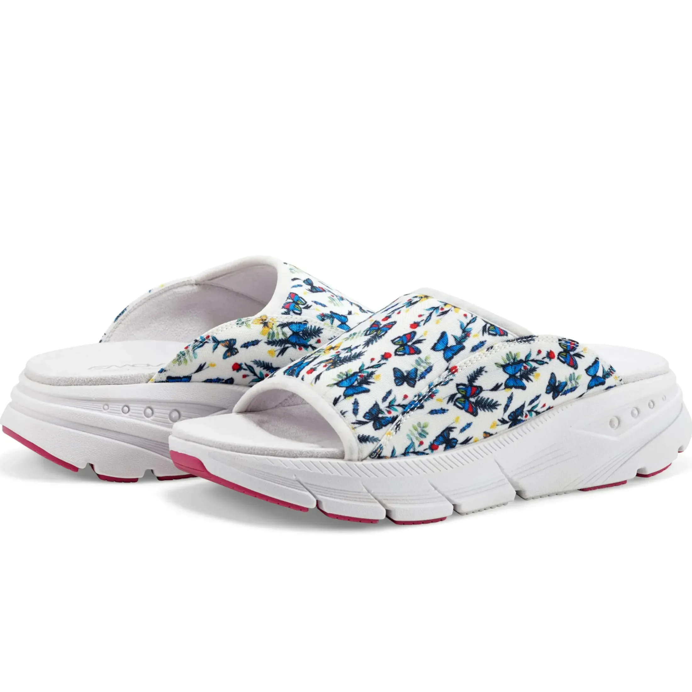 eMove|Sport>Easy Spirit Maria EMOVE Slip On Walking Sandals White Multi Butterfly Floral