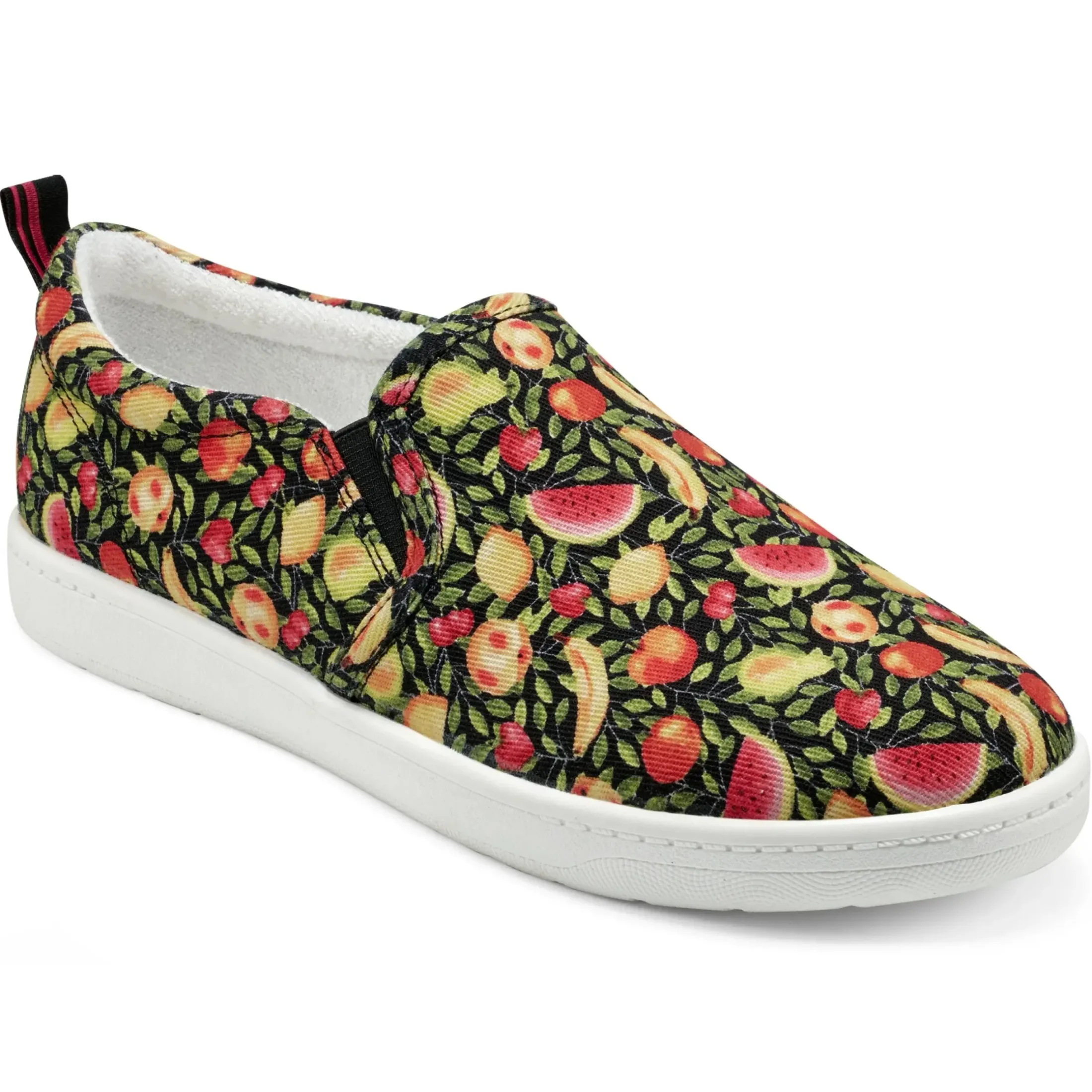 Slip Ons|Slip Ons>Easy Spirit Mariela Washable Slip On Sneakers Black Multi Fruit Print
