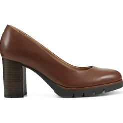 eFlex|eFlex>Easy Spirit Mckay Lug Sole Dress Pumps Brown Leather