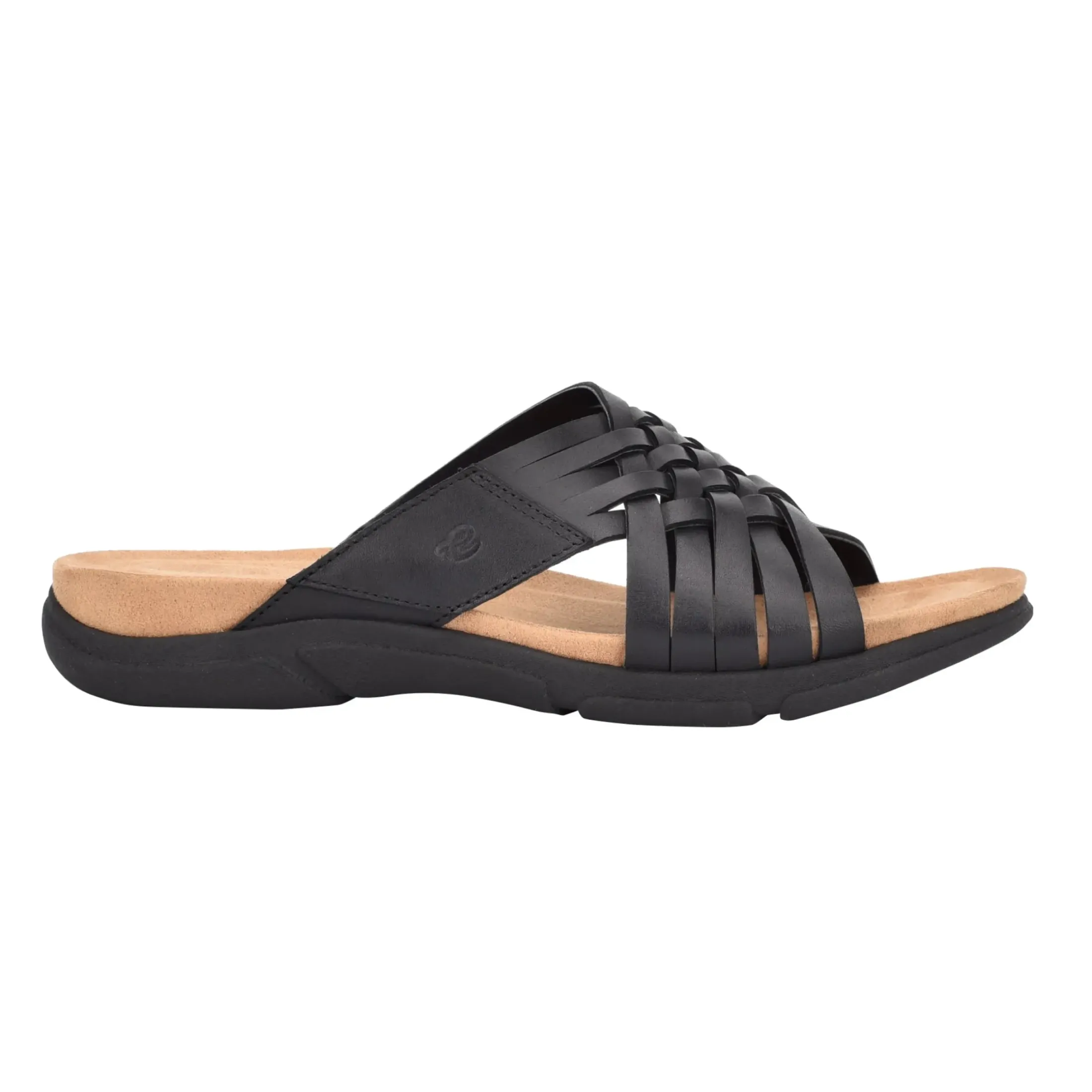 Mar|Casual>Easy Spirit Meadow Slip On Sandals Black Leather
