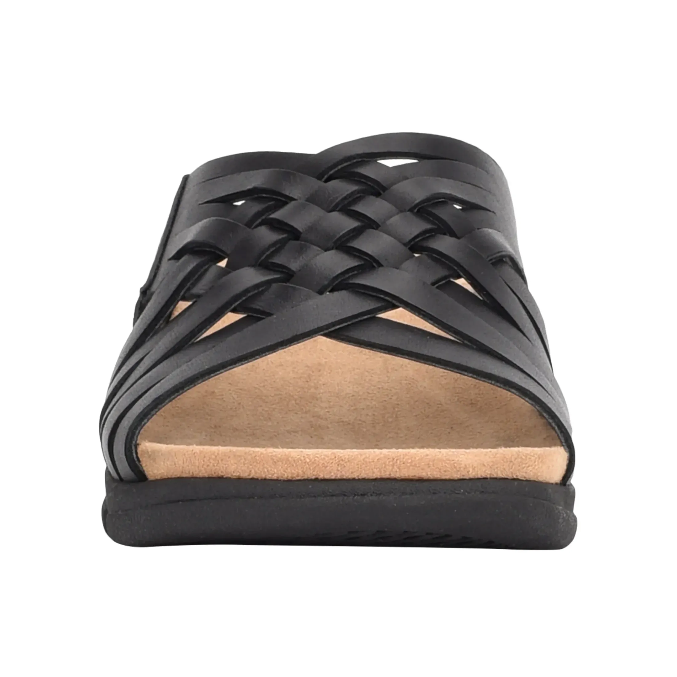 Mar|Casual>Easy Spirit Meadow Slip On Sandals Black Leather