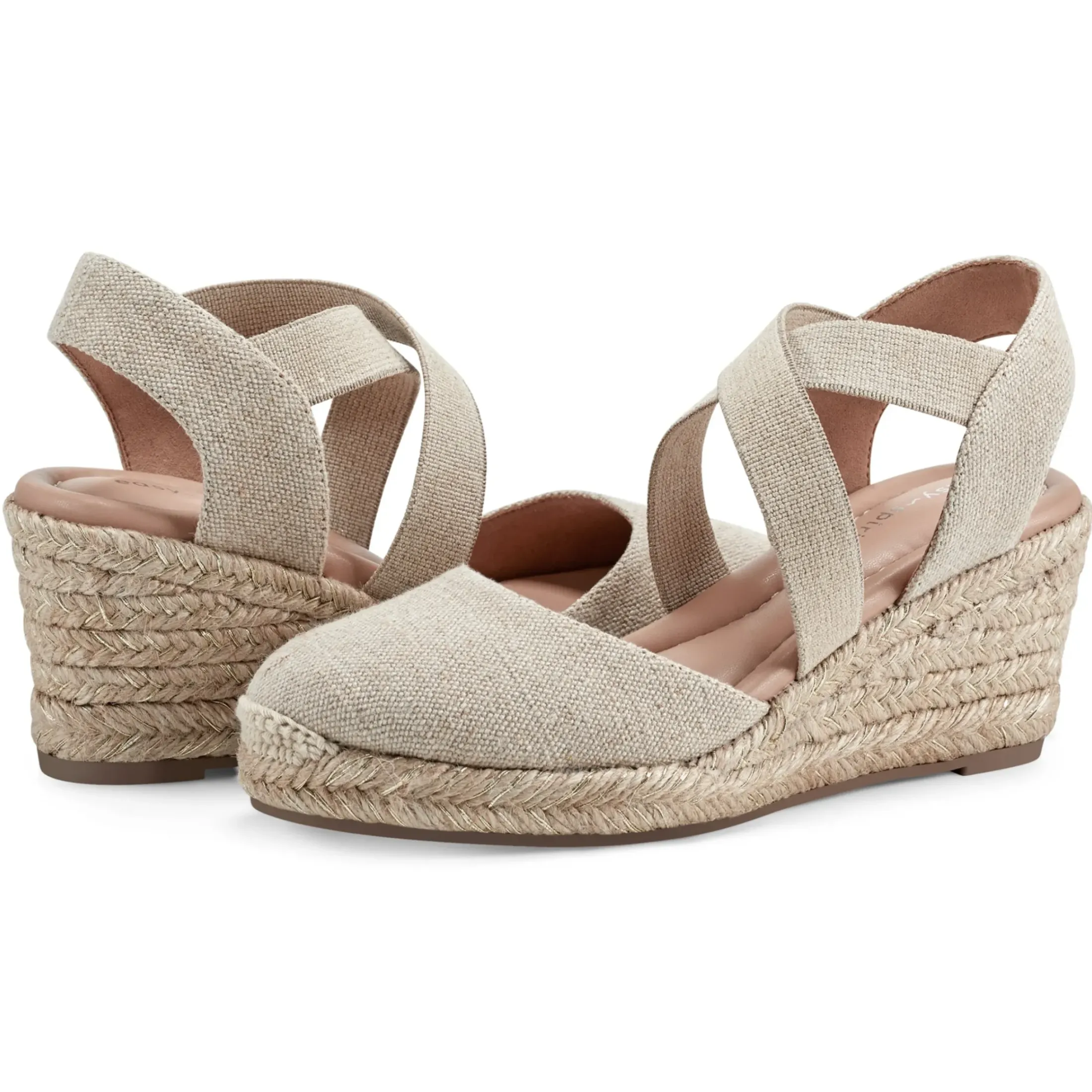 Dress|Sandals>Easy Spirit Meza Espadrille Wedge Sandals Natural Metallic