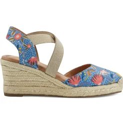 Dress|Sandals>Easy Spirit Meza Espadrille Wedge Sandals Blue Multi Floral