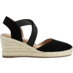 Dress|Sandals>Easy Spirit Meza Espadrille Wedge Sandals Black Suede