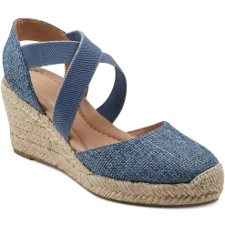 Dress|Sandals>Easy Spirit Meza Espadrille Wedge Sandals Blue Raffia