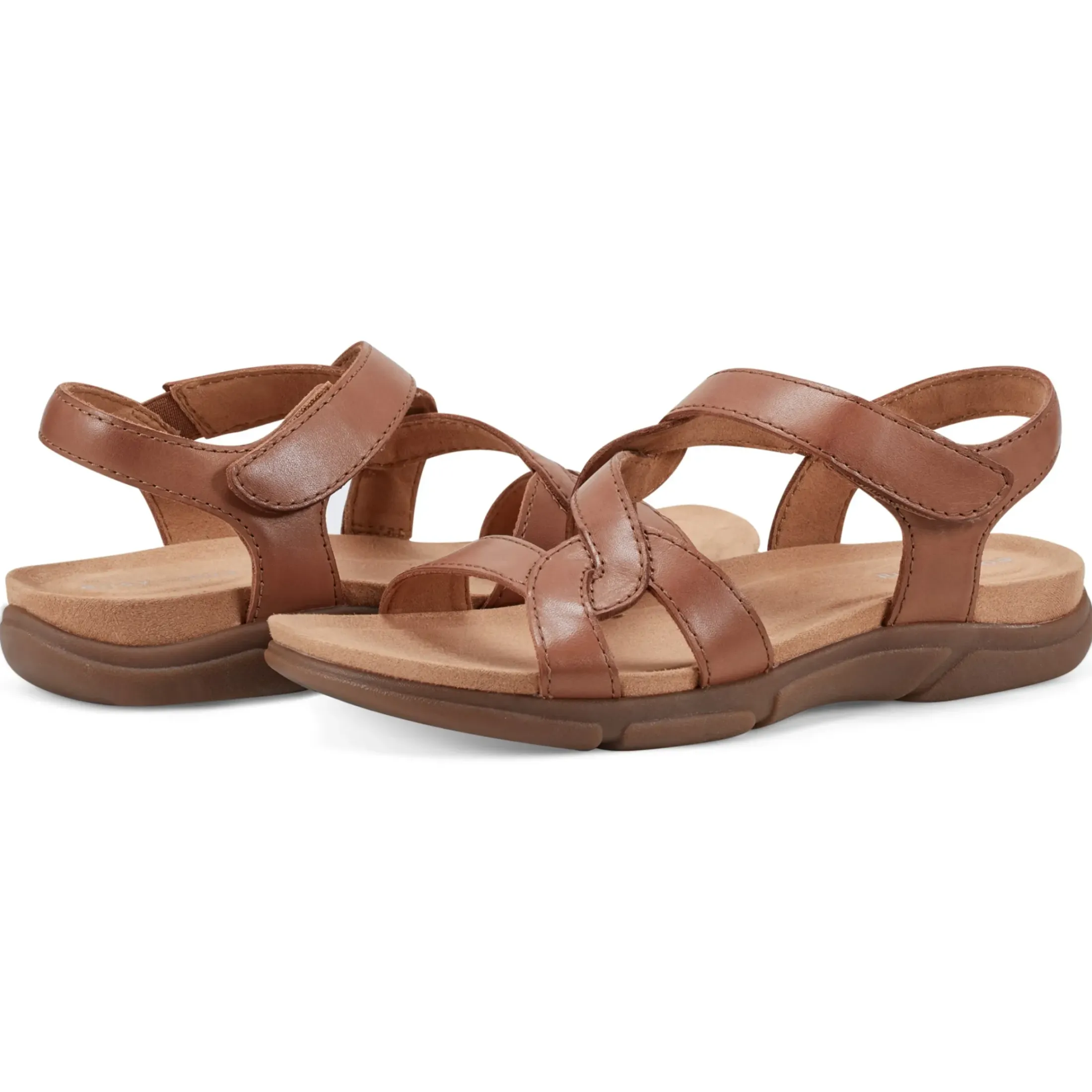 Mar|Casual>Easy Spirit Minny Casual Sandals Brown Leather