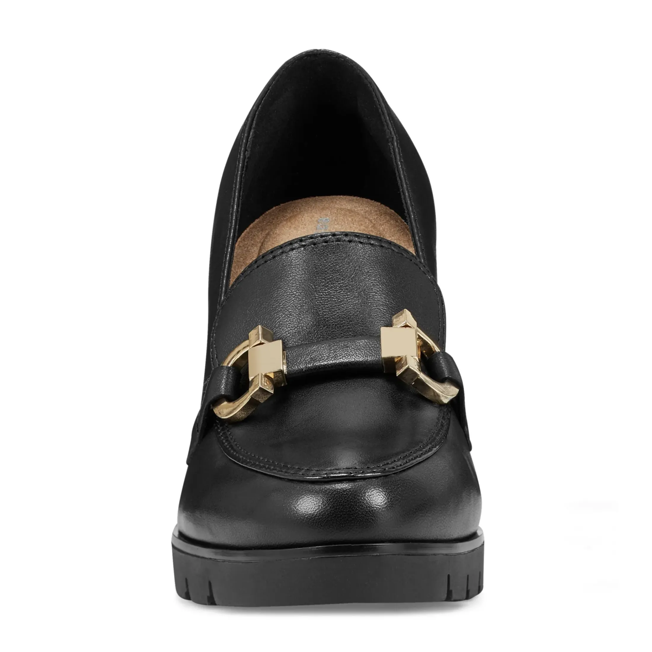 eFlex|eFlex>Easy Spirit Mirror Lug Sole Dress Pumps Black Leather