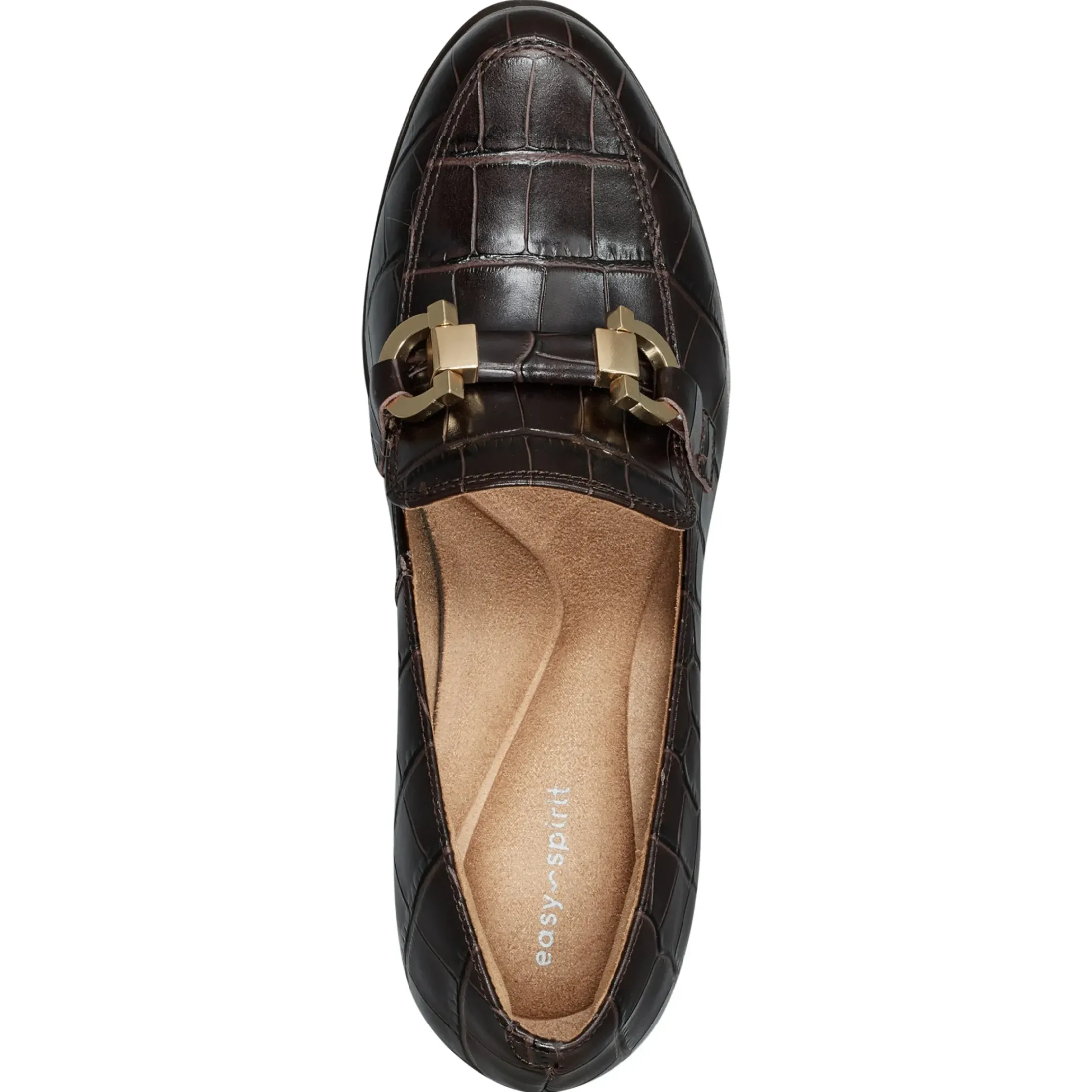eFlex|eFlex>Easy Spirit Mirror Lug Sole Dress Pumps Brown Croco Leather