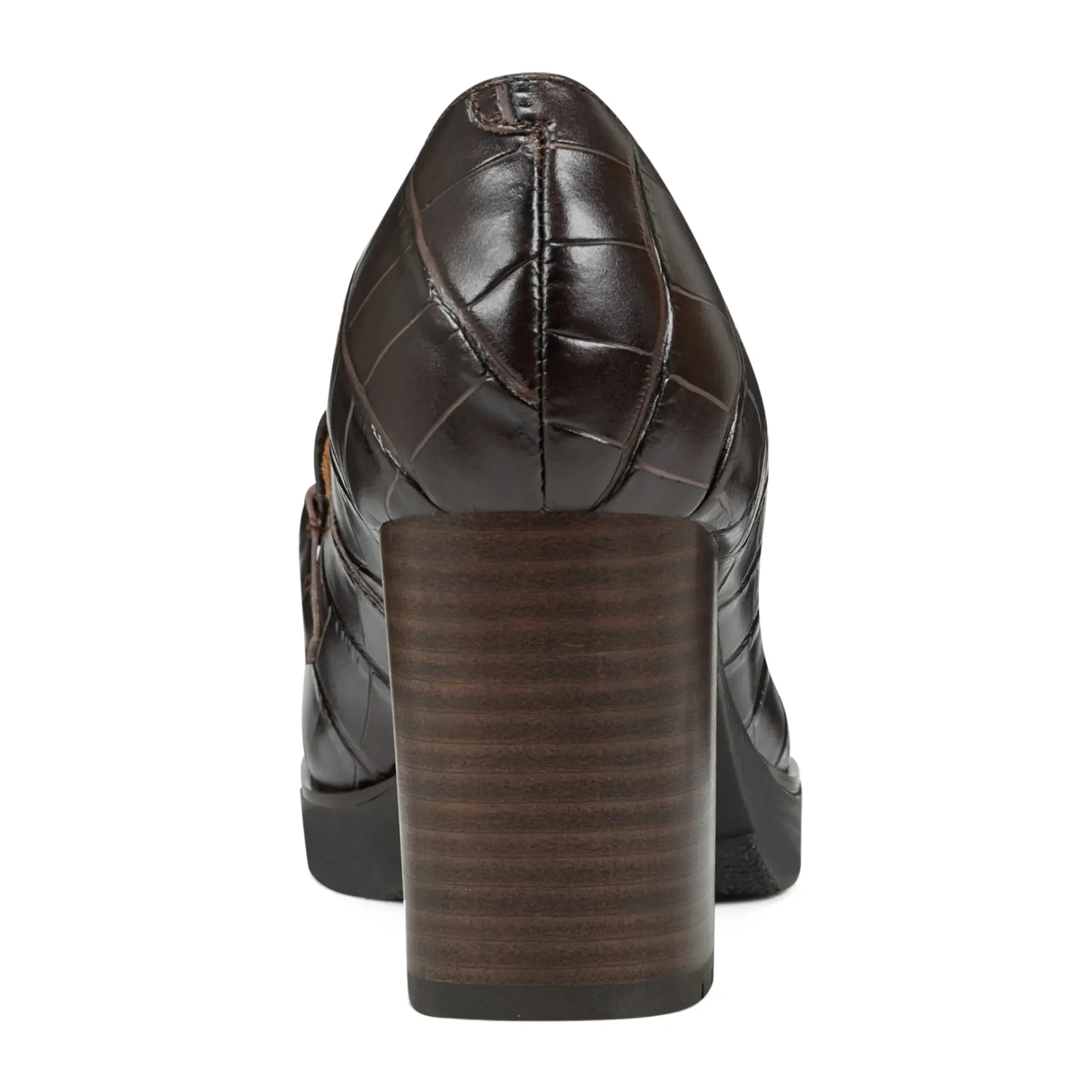 eFlex|eFlex>Easy Spirit Mirror Lug Sole Dress Pumps Brown Croco Leather