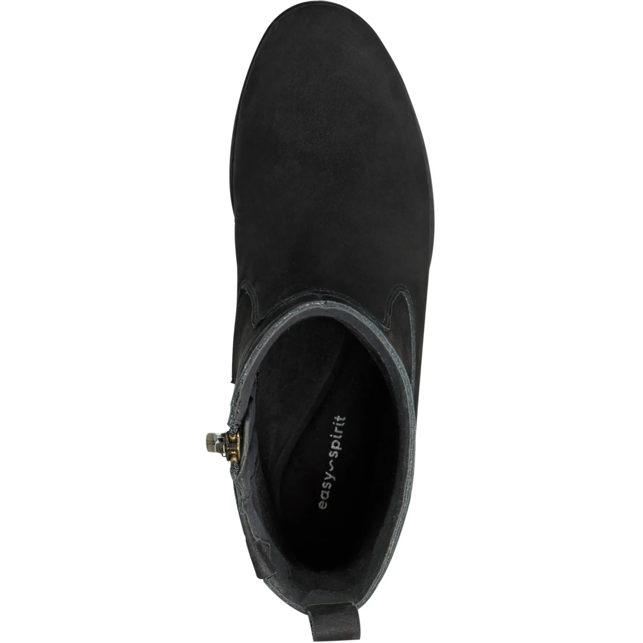 eFlex|eFlex>Easy Spirit Morgan Lug Sole Casual Booties Black Nubuck Leather