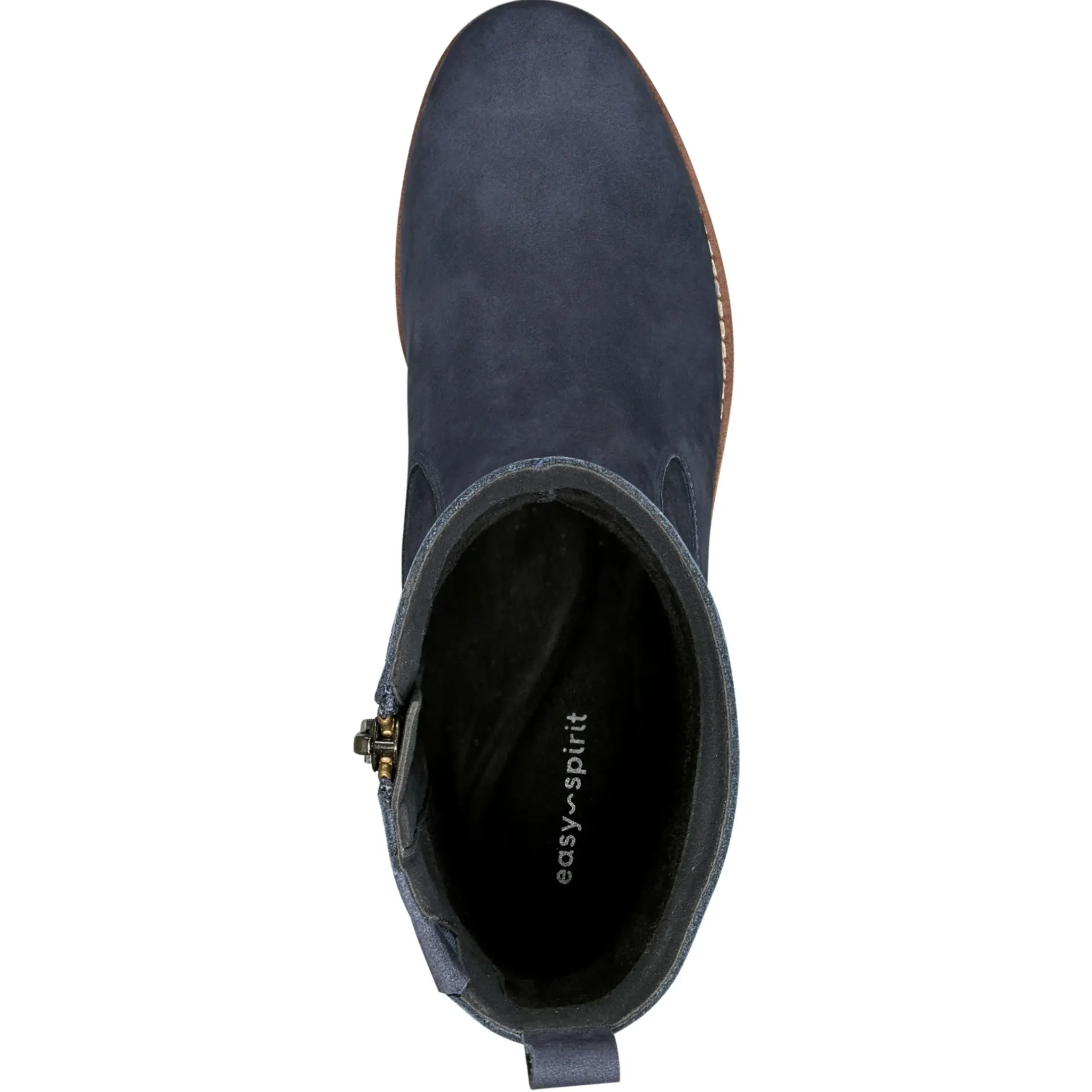 eFlex|eFlex>Easy Spirit Morgan Lug Sole Casual Booties Navy Nubuck Leather