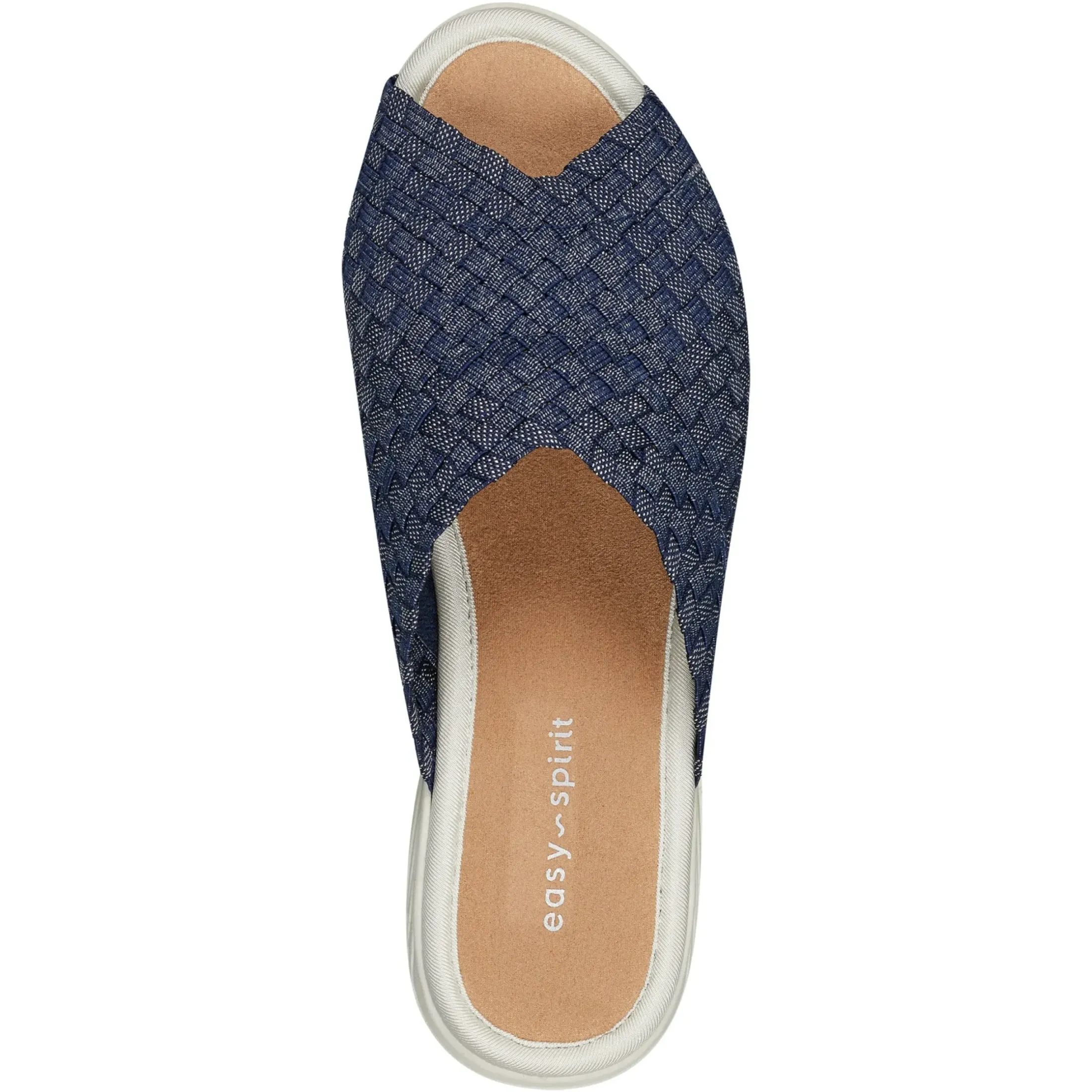 Casual|Flats>Easy Spirit Nora Slide Sandals Navy/Silver Woven Shimmer