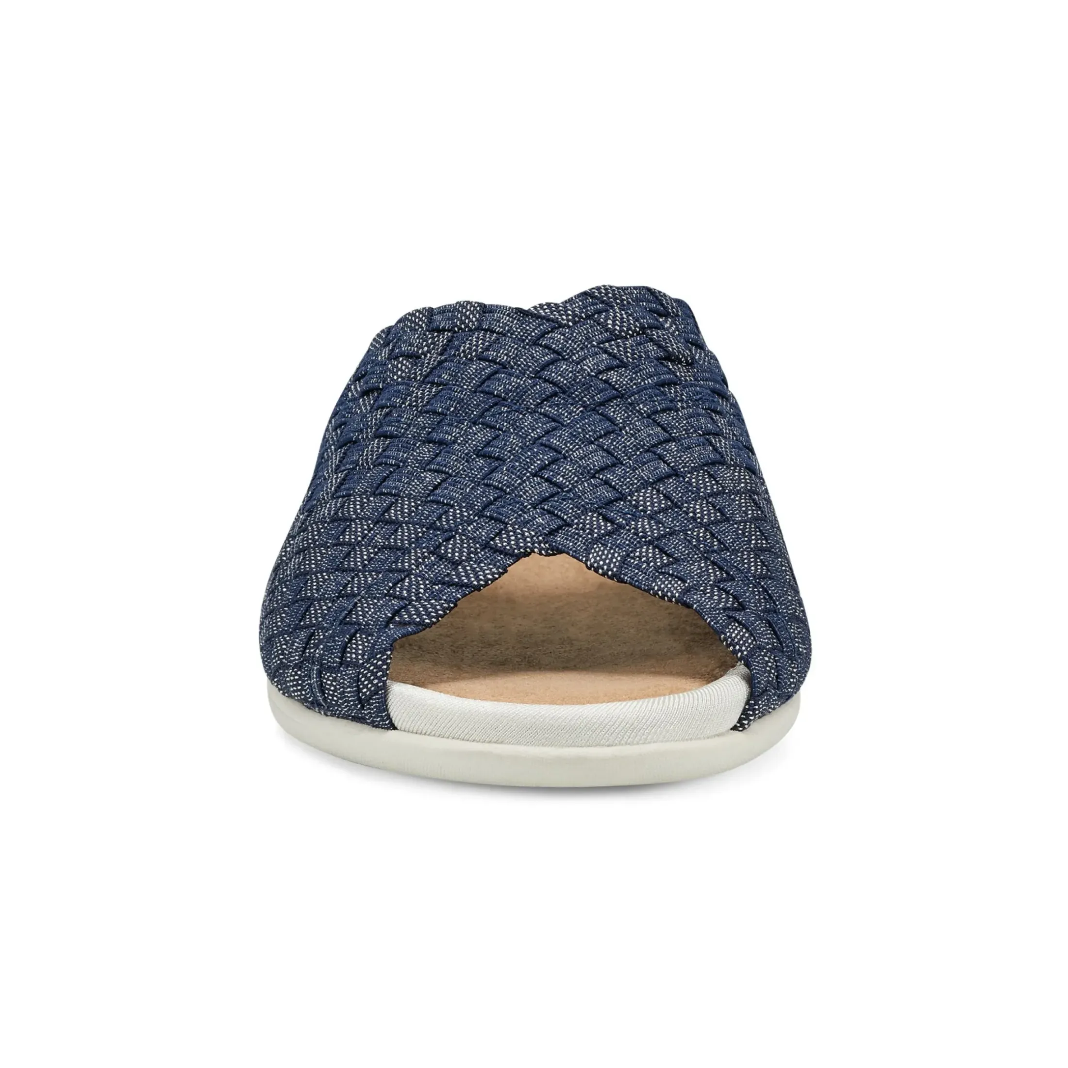 Casual|Flats>Easy Spirit Nora Slide Sandals Navy/Silver Woven Shimmer