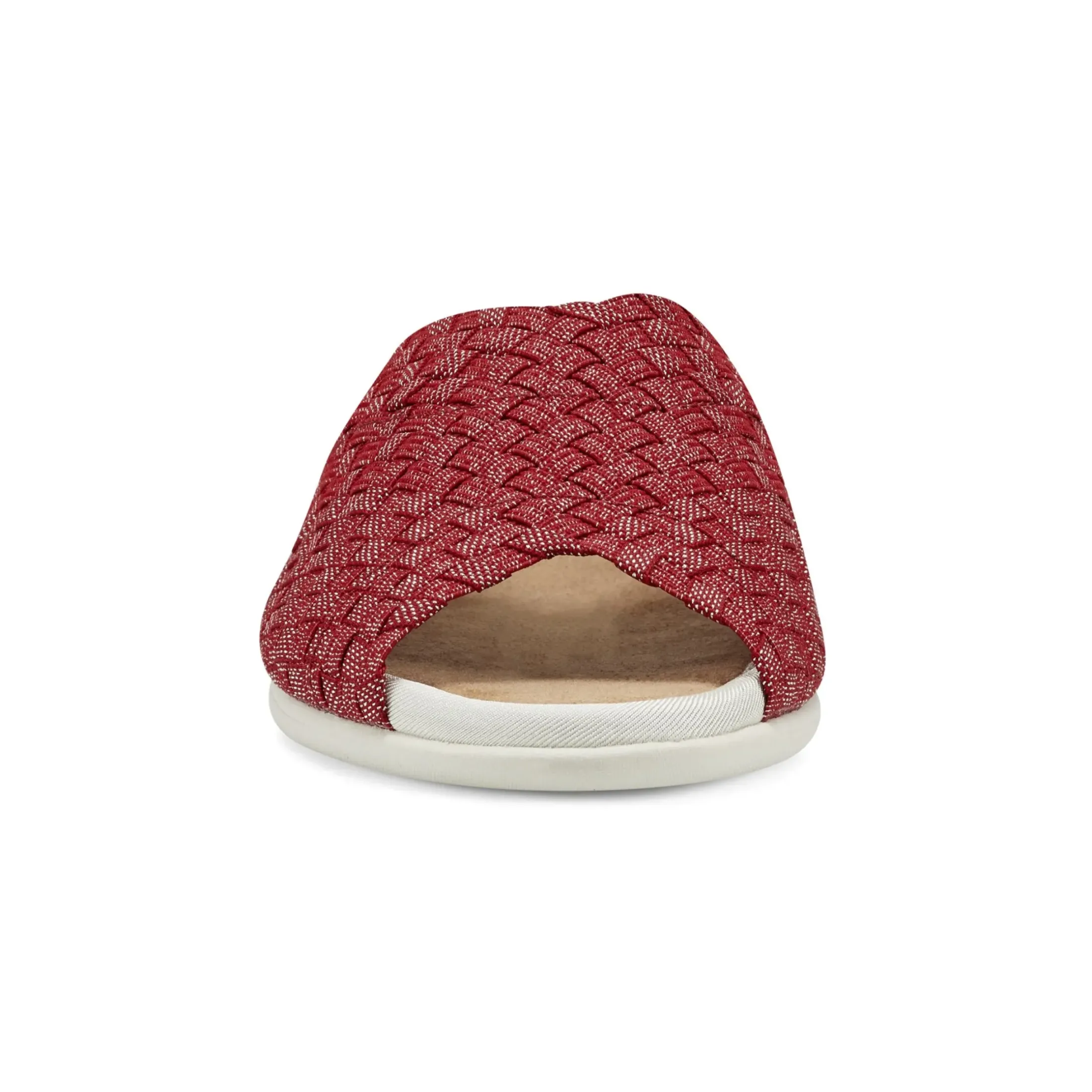 Casual|Flats>Easy Spirit Nora Slide Sandals Red/Silver Woven Shimmer