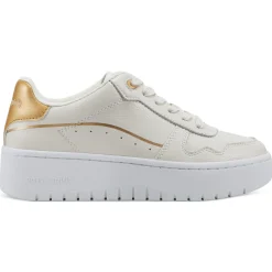 Sneakers|Sneakers>Easy Spirit Onyx Lace Up Platform Walking Shoes Cream Gold