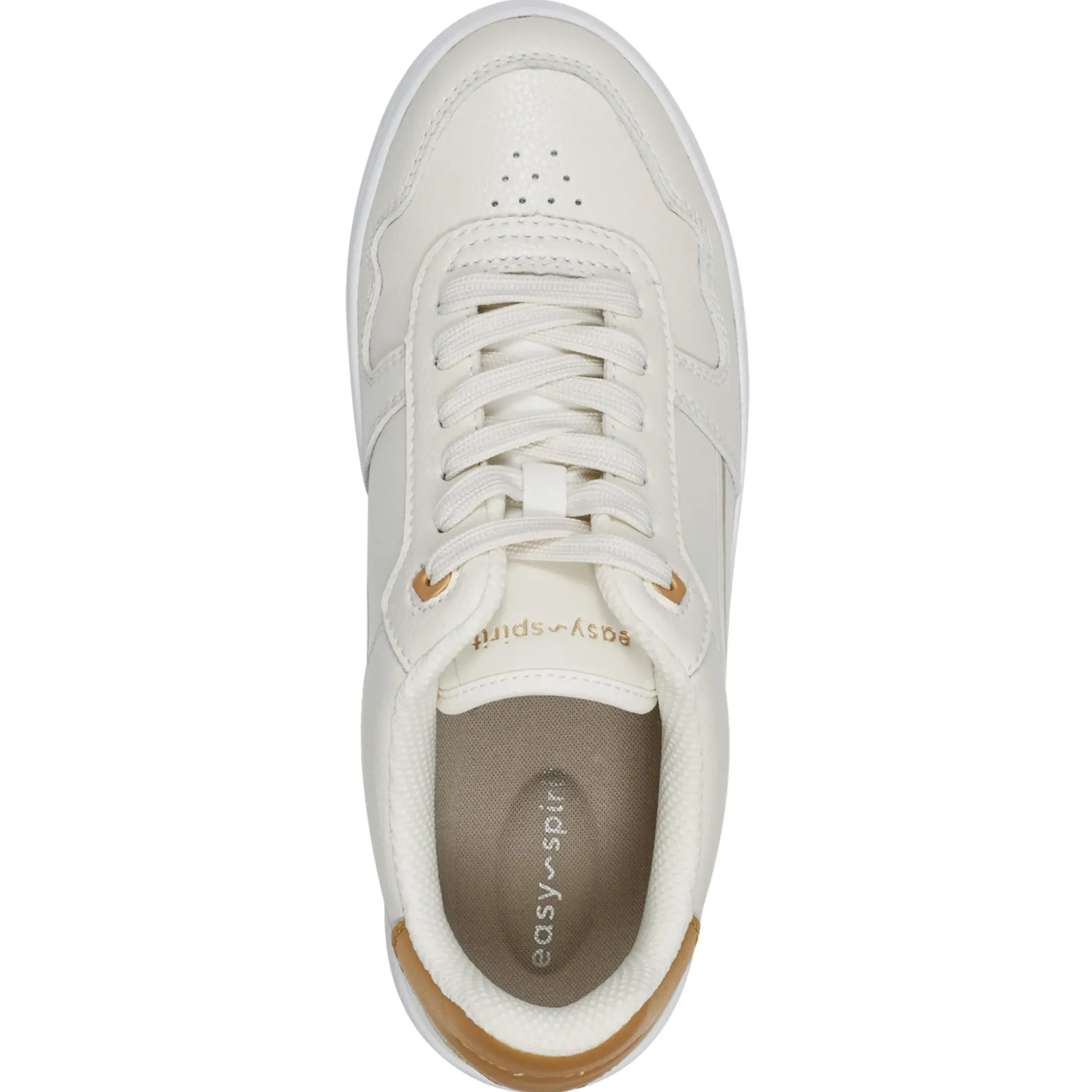 Sneakers|Sneakers>Easy Spirit Onyx Lace Up Platform Walking Shoes Cream Gold