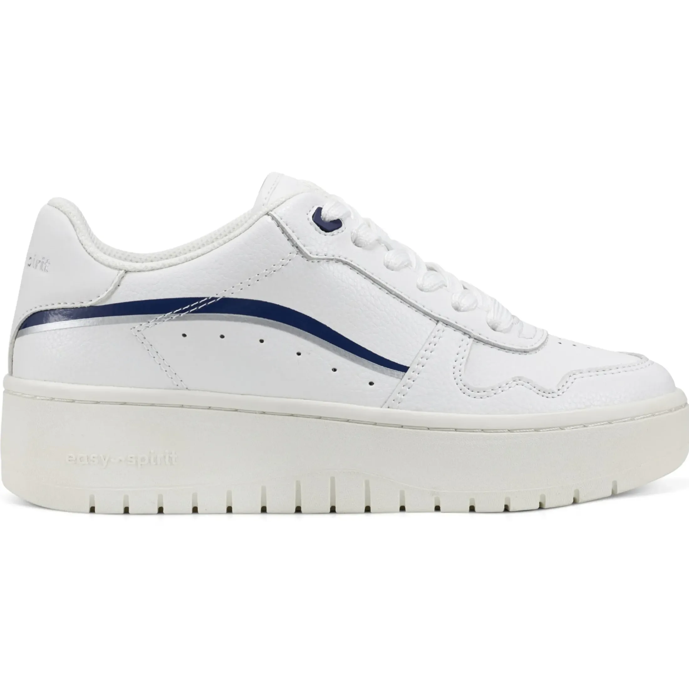 Sneakers|Sneakers>Easy Spirit Onyx Lace Up Platform Walking Shoes White Navy