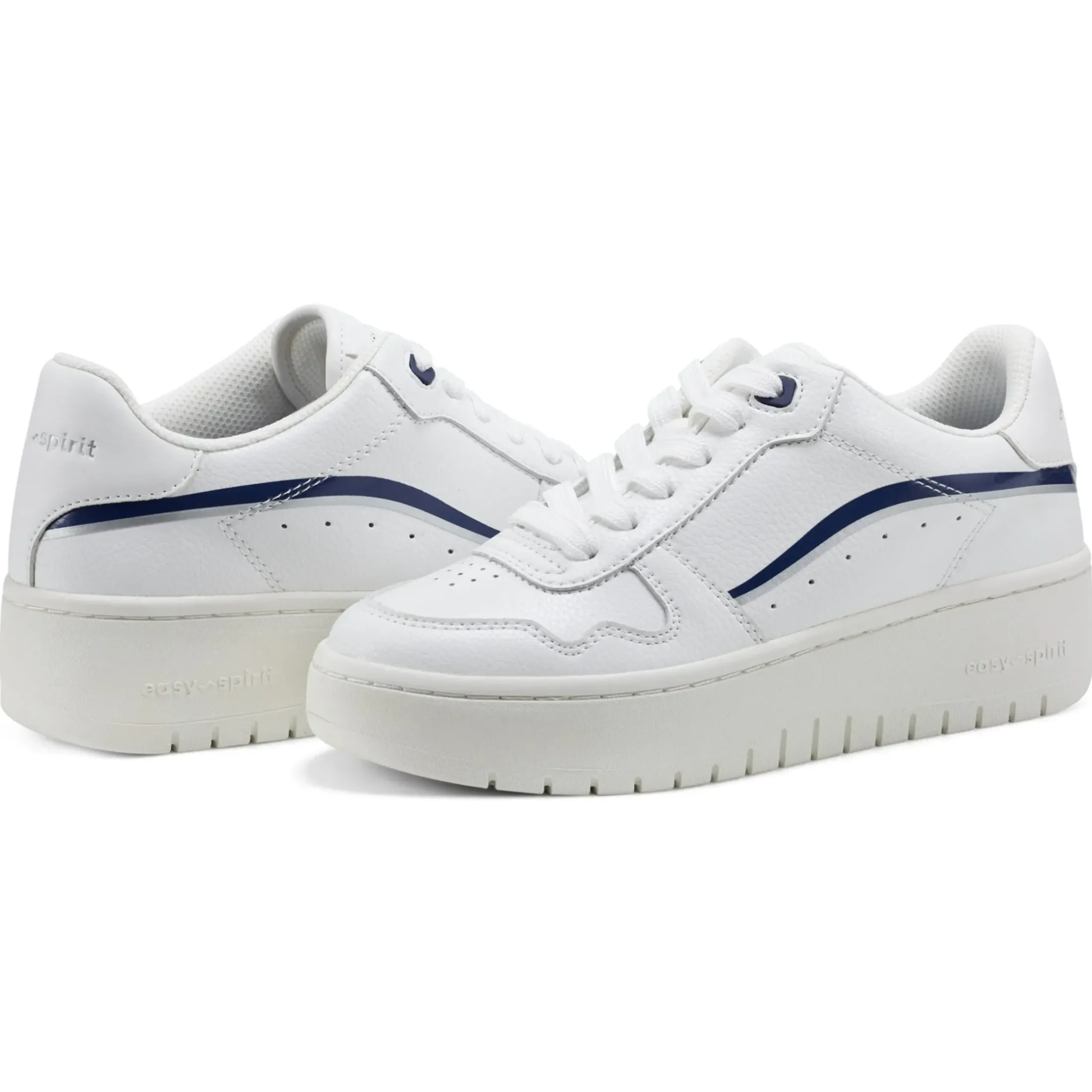 Sneakers|Sneakers>Easy Spirit Onyx Lace Up Platform Walking Shoes White Navy