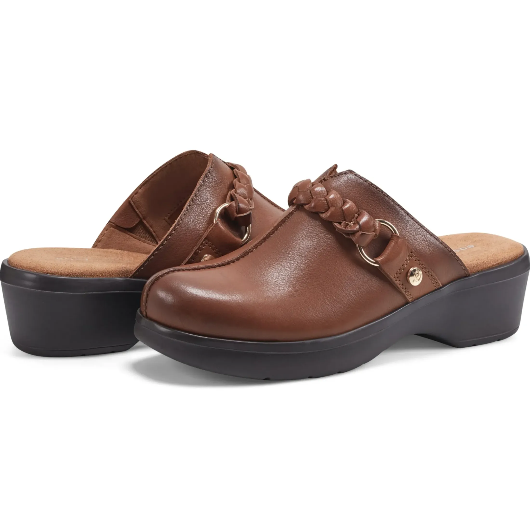 Mules|Mules>Easy Spirit Penelope Casual Clogs Brown Leather