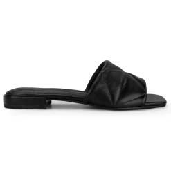 Dress|Sandals>Easy Spirit Quincie Flat Slide Sandals Black Leather