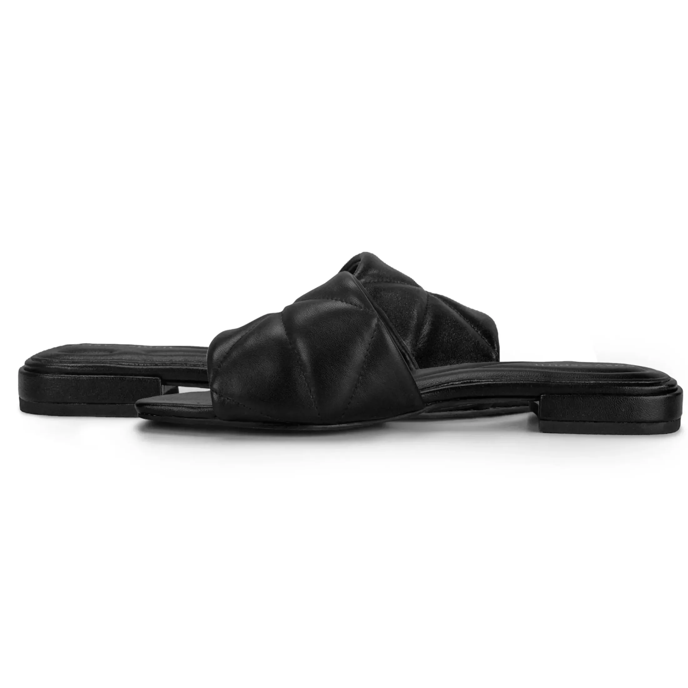 Dress|Sandals>Easy Spirit Quincie Flat Slide Sandals Black Leather