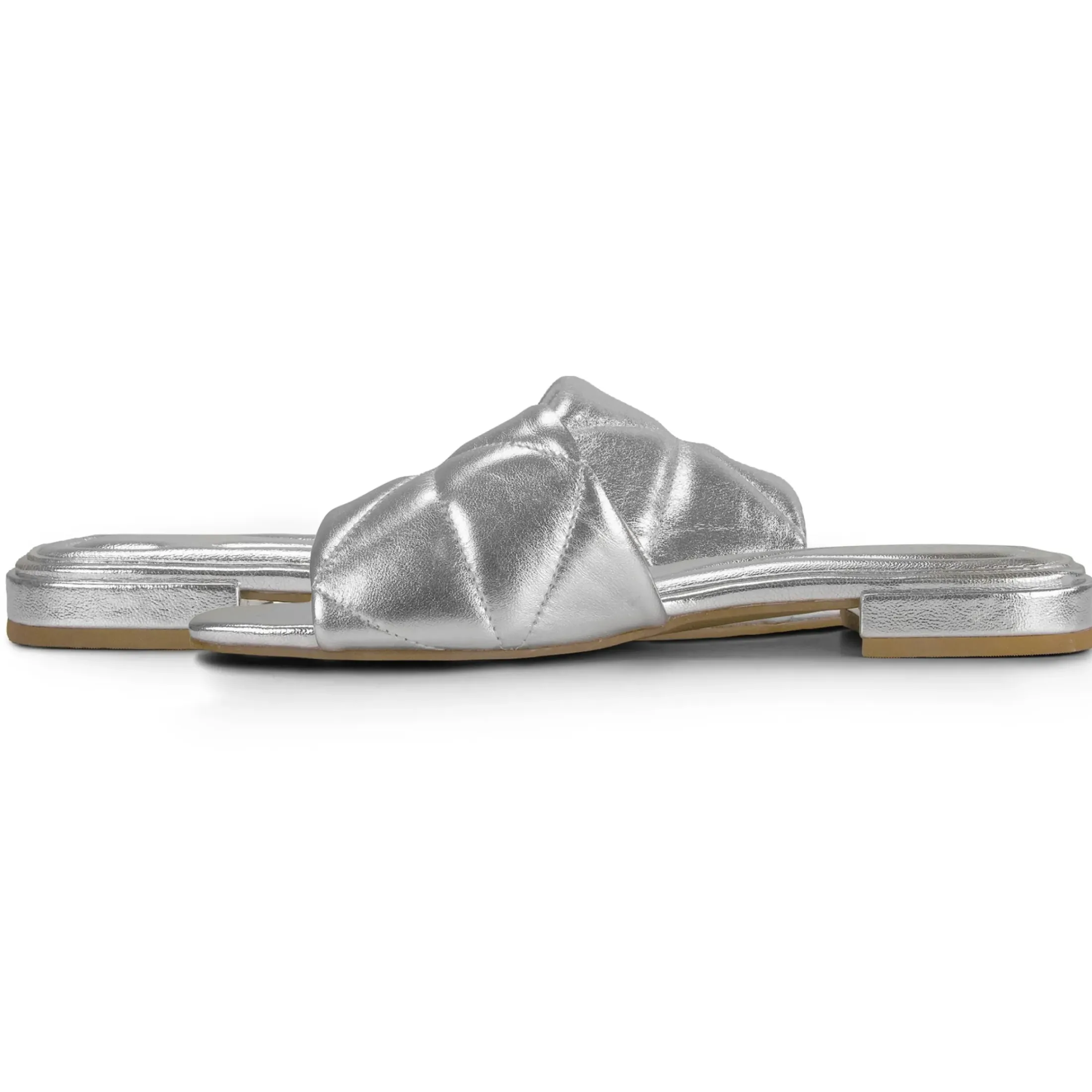 Dress|Sandals>Easy Spirit Quincie Flat Slide Sandals Silver Leather