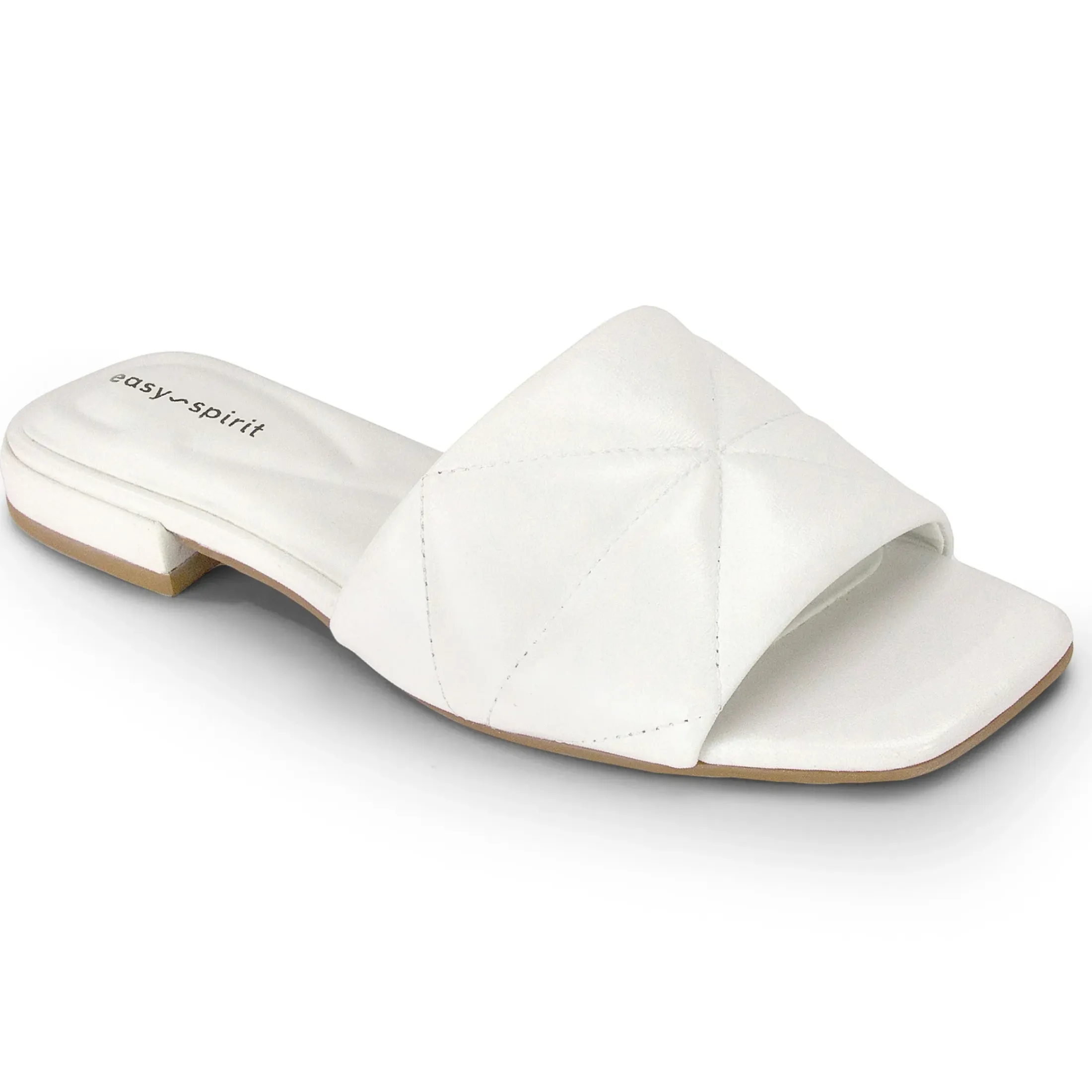 Dress|Sandals>Easy Spirit Quincie Flat Slide Sandals White Leather