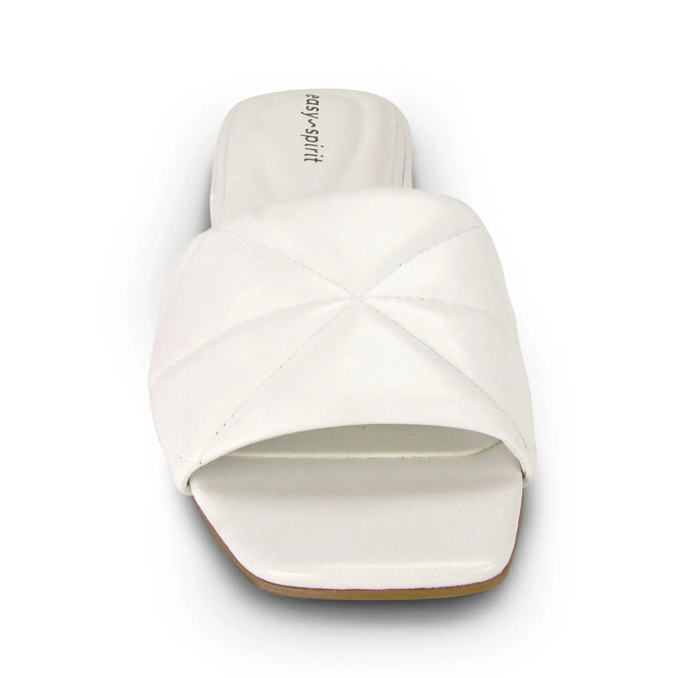 Dress|Sandals>Easy Spirit Quincie Flat Slide Sandals White Leather