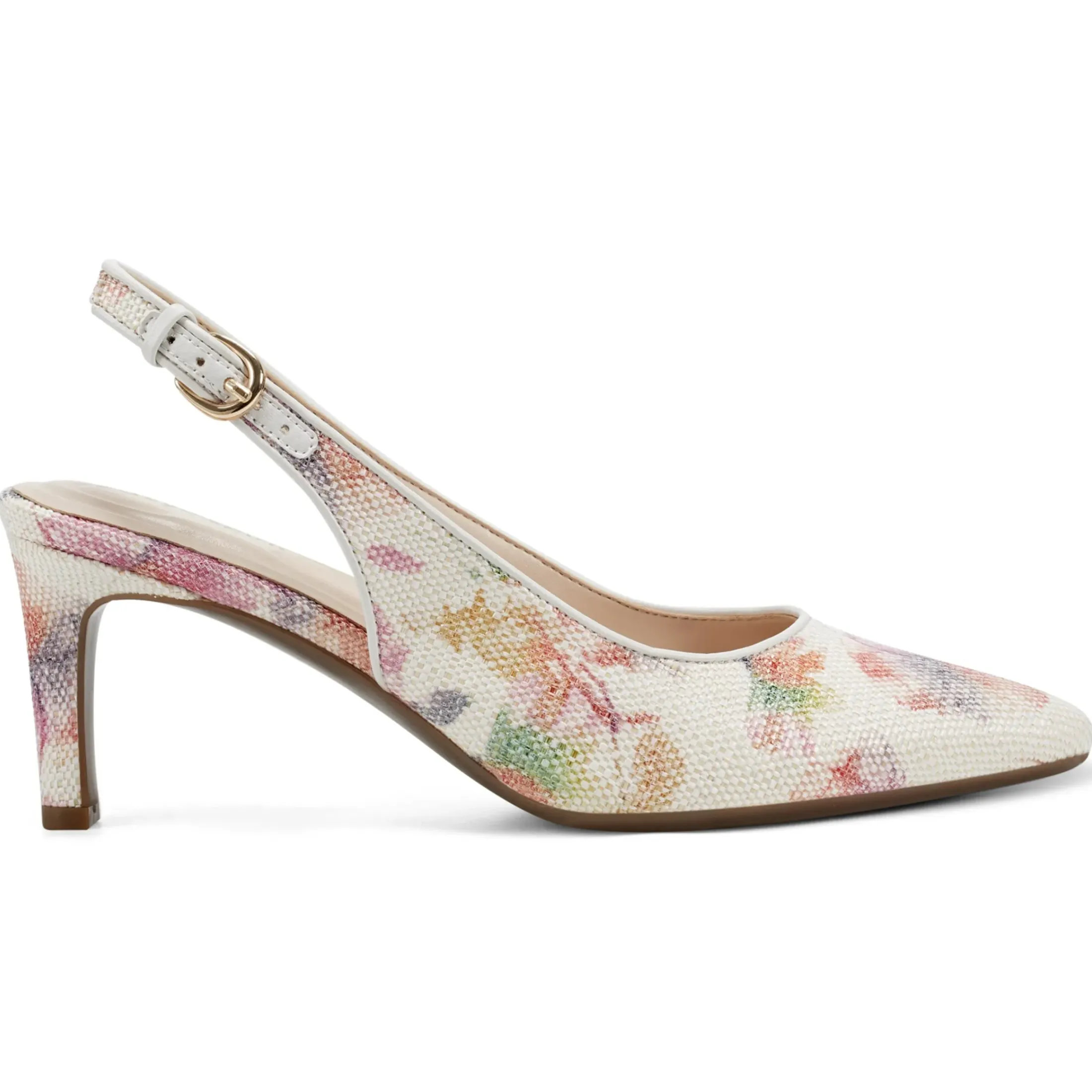 eFlex|eFlex>Easy Spirit Raveen Slingback Pumps Floral Raffia