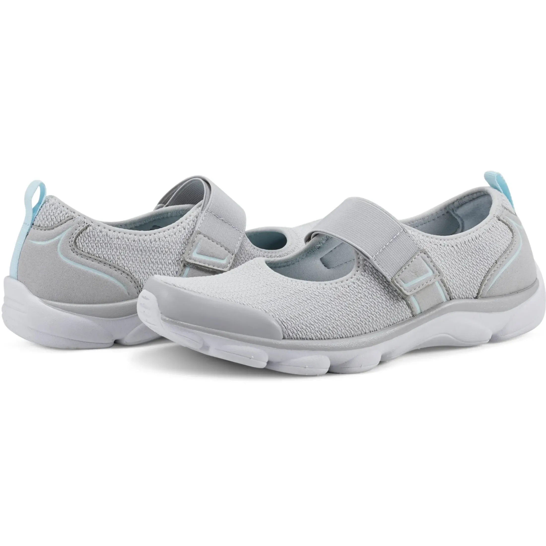 e360|Slip Ons>Easy Spirit Realive Mary Jane Walking Shoes Light Grey