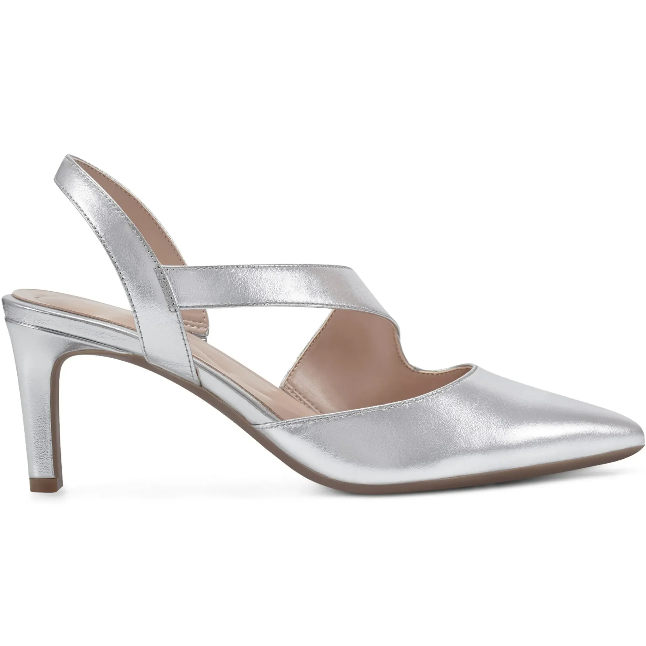 eFlex|eFlex>Easy Spirit Recruit Slingback Pumps Silver Leather