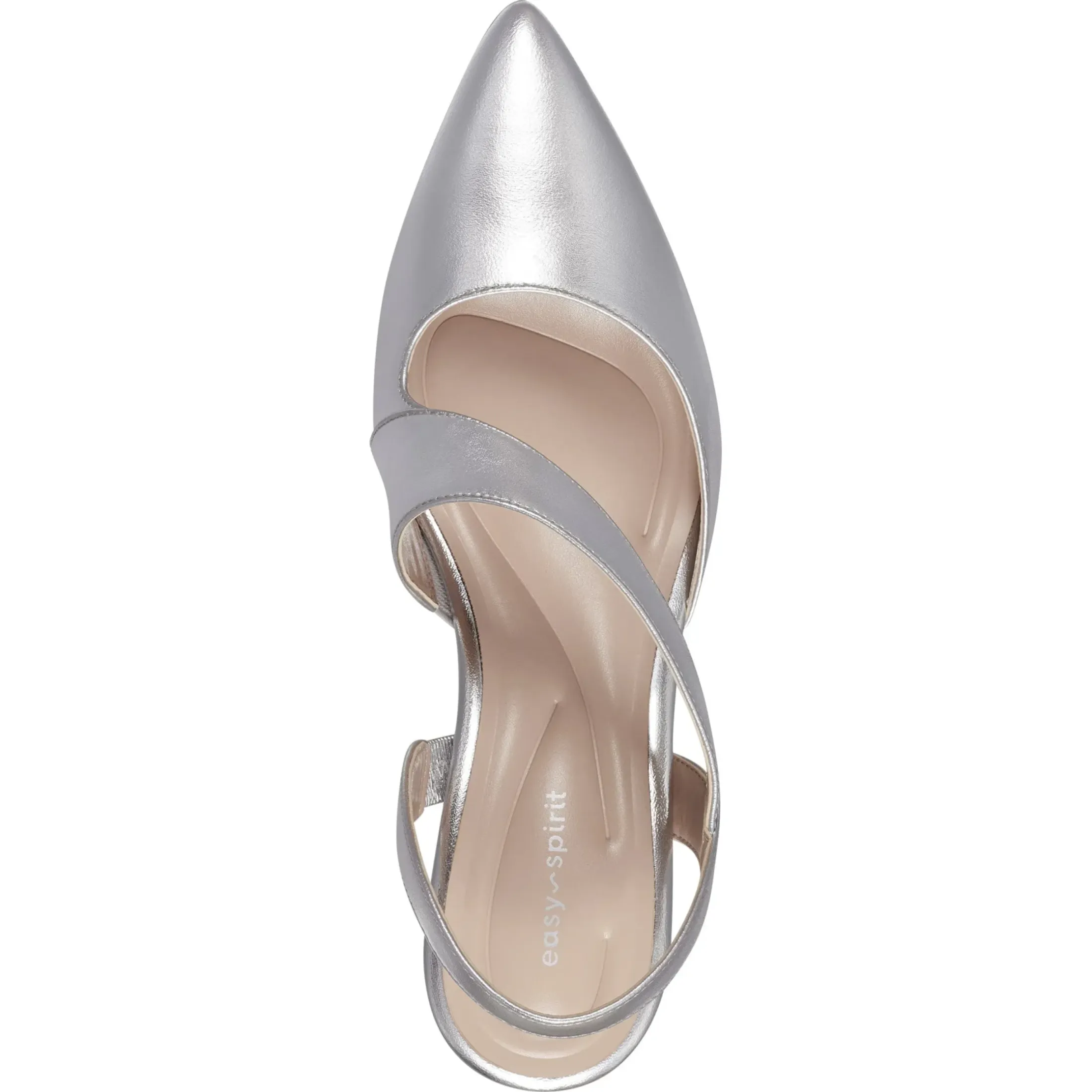 eFlex|eFlex>Easy Spirit Recruit Slingback Pumps Silver Leather