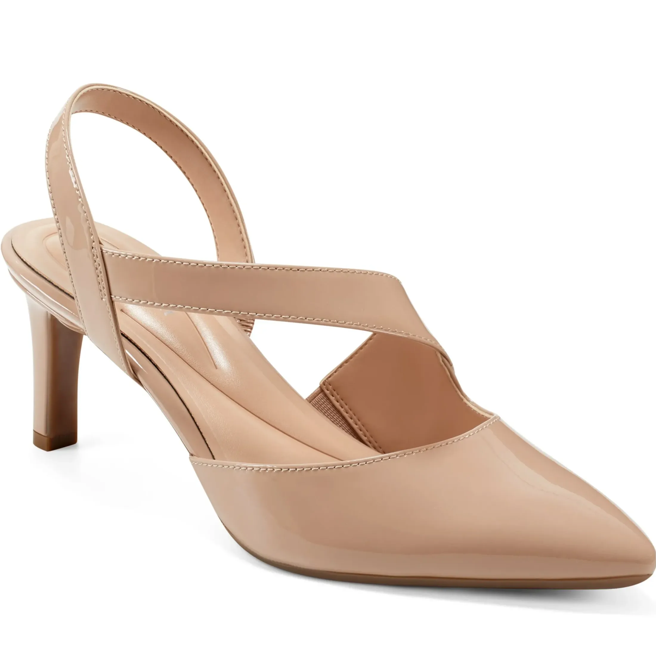 eFlex|eFlex>Easy Spirit Recruit Slingback Pumps Natural Patent