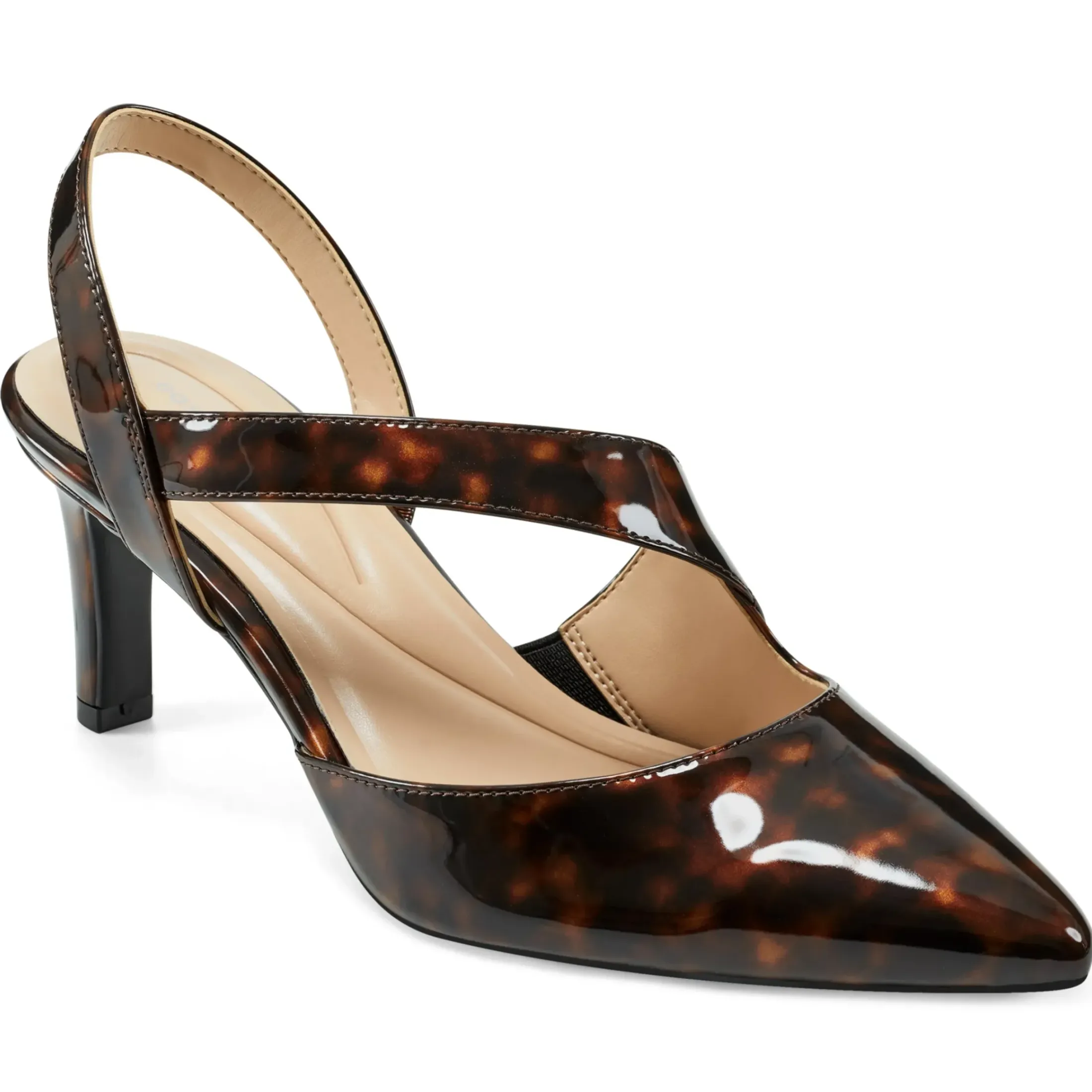 eFlex|eFlex>Easy Spirit Recruit Slingback Pumps Brown Croco