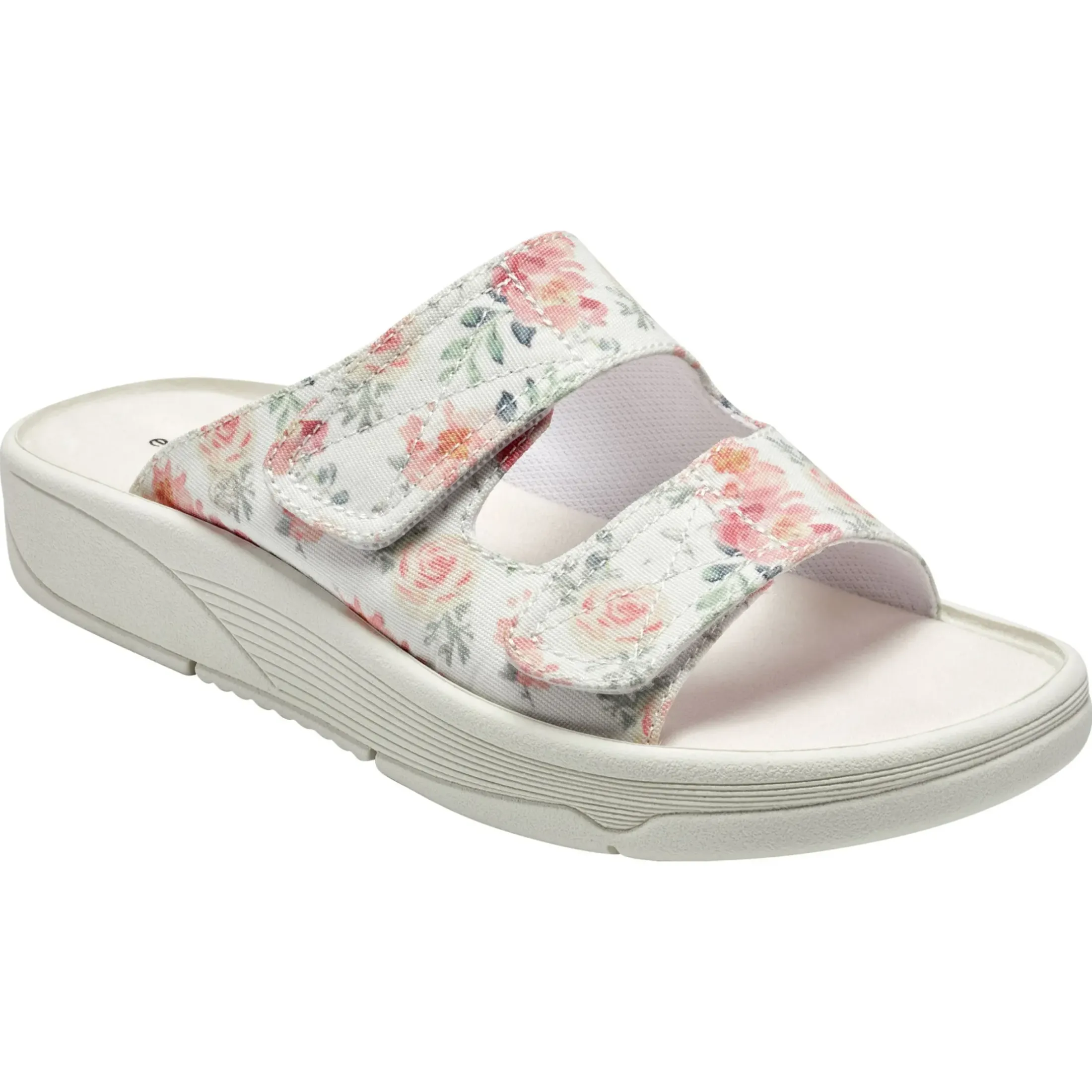 Casual|Sandals>Easy Spirit Red Slip On Sandals Floral