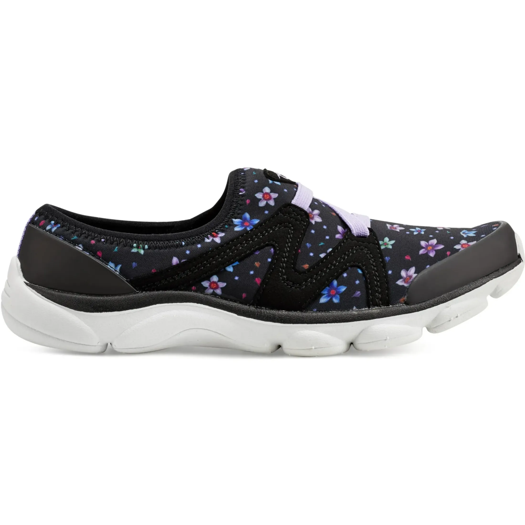 e360|Riptide Clogs>Easy Spirit Riptide Clogs Black Multi Buttercup Floral