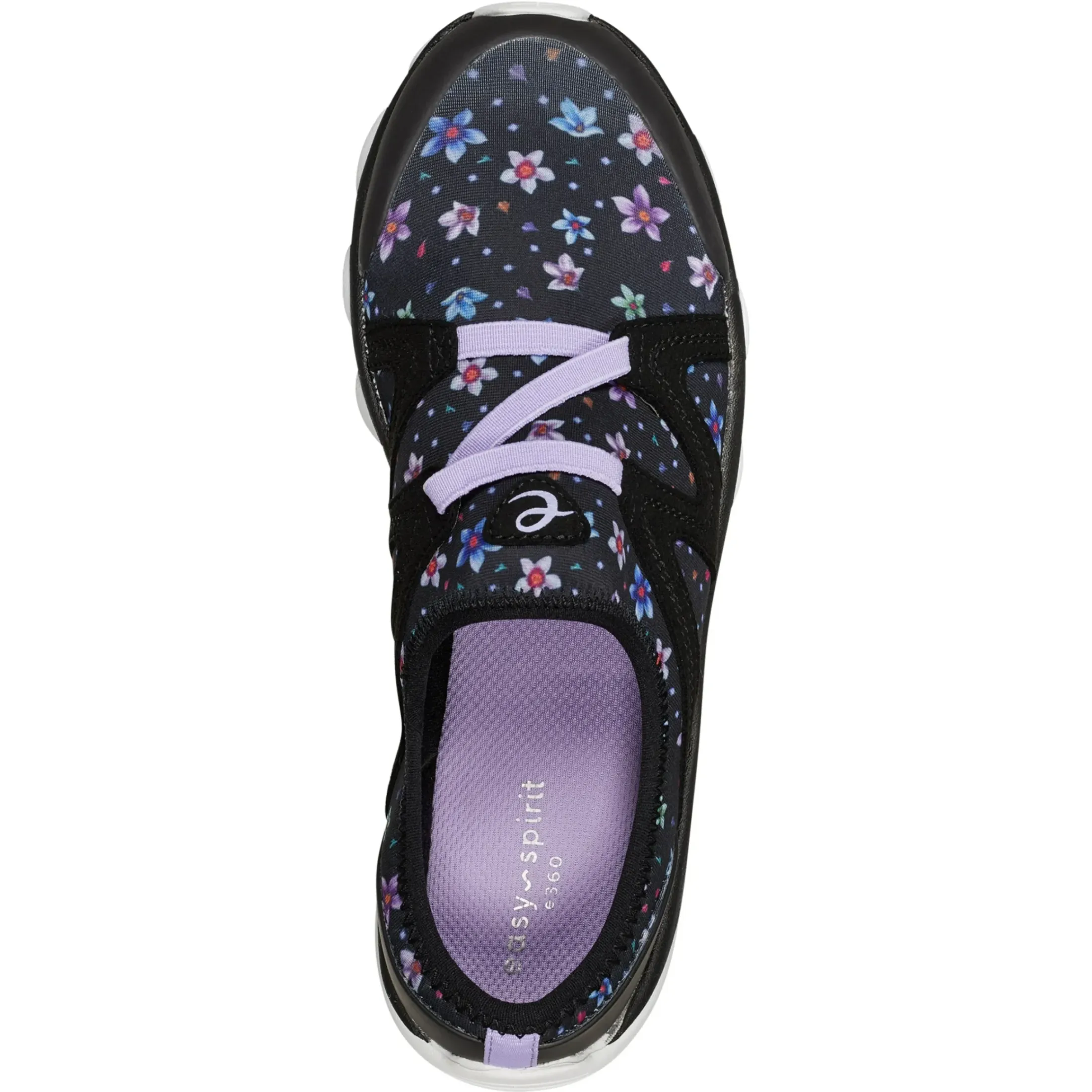 e360|Riptide Clogs>Easy Spirit Riptide Clogs Black Multi Buttercup Floral