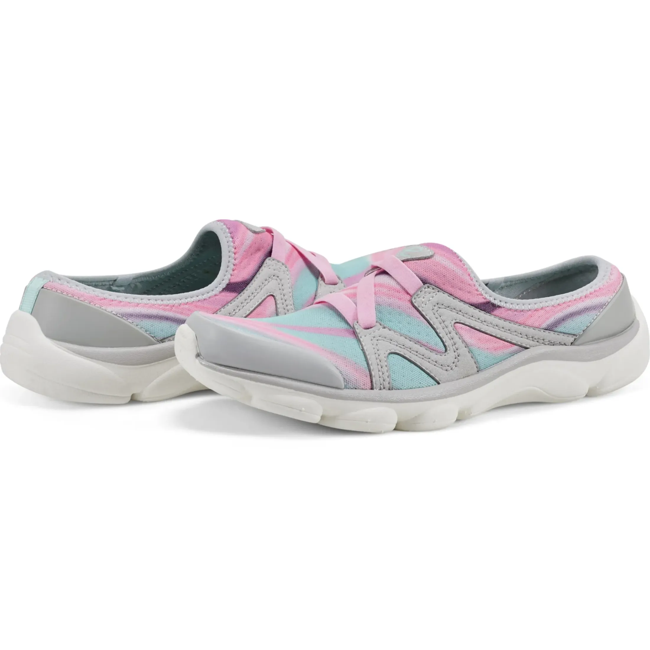 e360|Riptide Clogs>Easy Spirit Riptide Clogs Grey Pink Multi