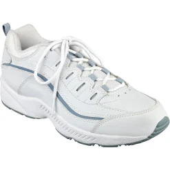 Romy Walking Shoes|Romy>Easy Spirit Romy Leather Walking Shoes White/Grey Leather